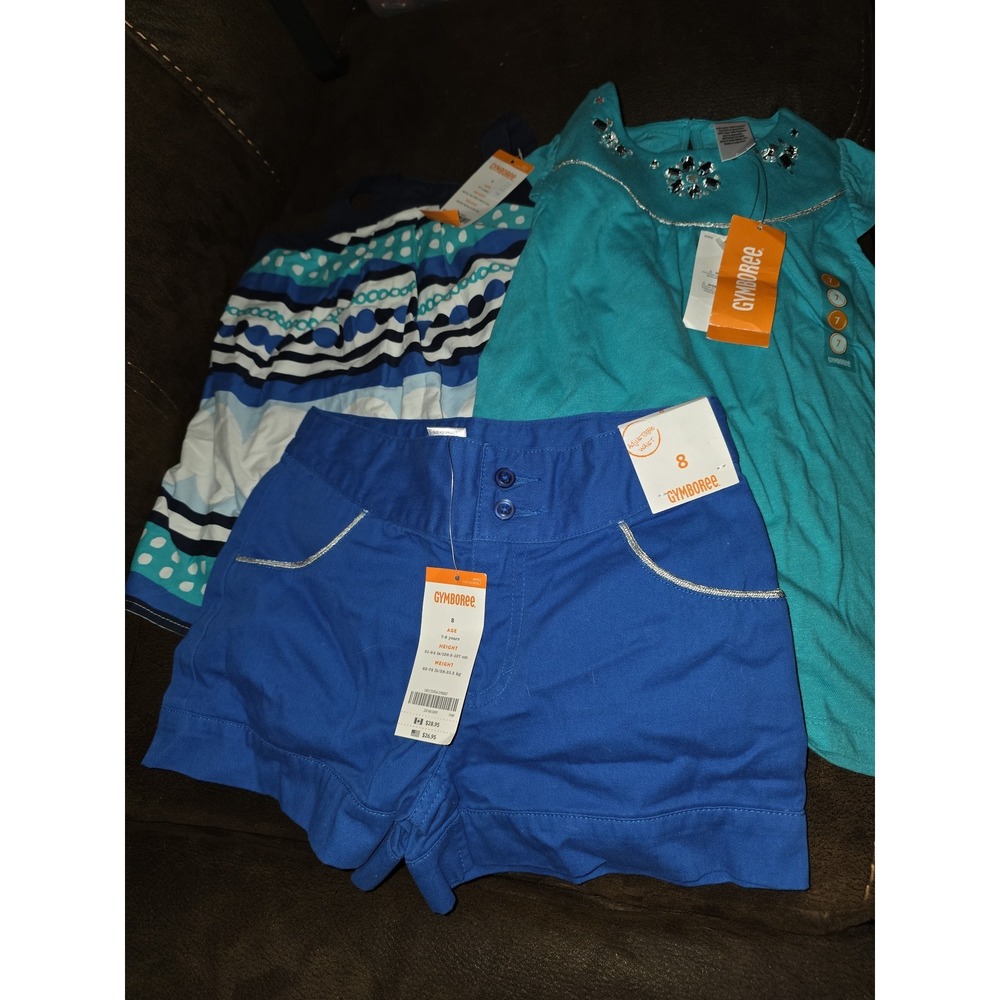 Gymboree seaside stroll lot of 2 tops size 7 shorts size 8 nwt